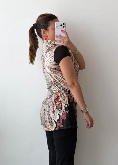 XS-S Multi Ethnic Print Short Cotton Voile Top