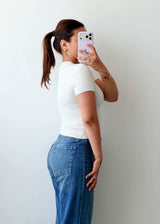 Size XS-S White Ribbed Butterfly Top