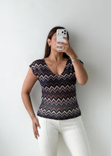 Size S-M Multicolor Chevron Knit Top