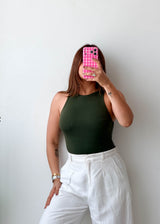 Size XS-S Forest Green High Neck Bodysuit