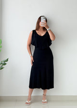 Size S-M Black Cape Sleeve Maxi Dress