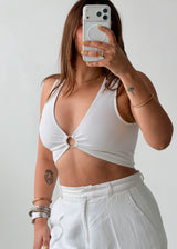 Size XS-S White Ring Detail Crop Top