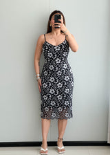 SIZE M-L,  Printed Mesh Bodycon Dress