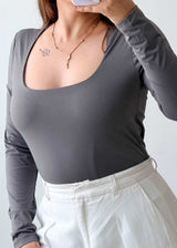 Size L Charcoal Square Neck Bodysuit