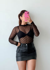 Size XS-S Black Diamond Mesh Bodysuit
