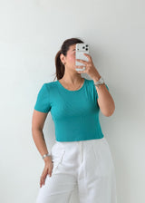 Size M-L Teal Basic Crop Top