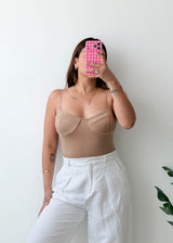 S-M Nude Structured Corset Bodysuit