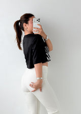Size XS-M Black Graphic Crop Top