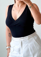 Size S-M Black Sleeveless Wrap Top