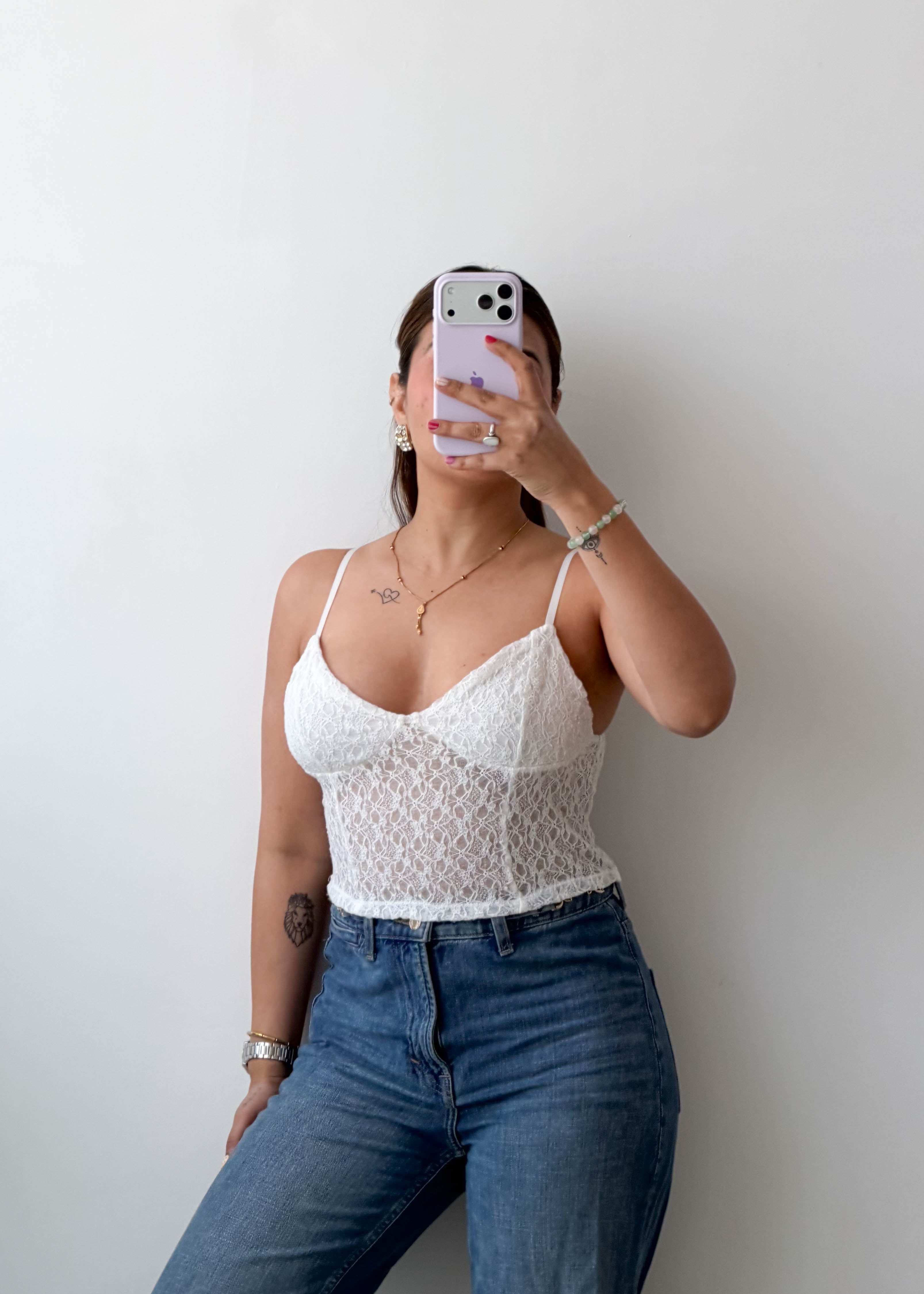Size XS-S White Lace Corset Style Top
