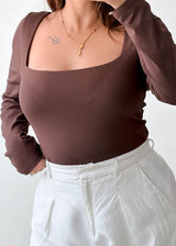 Size 2XL Chocolate Square Neck Bodysuit