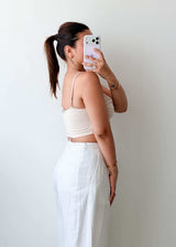 Size XS-S Cream Ruched Cami Crop Top