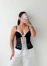 Size M Black Lace Corset Top