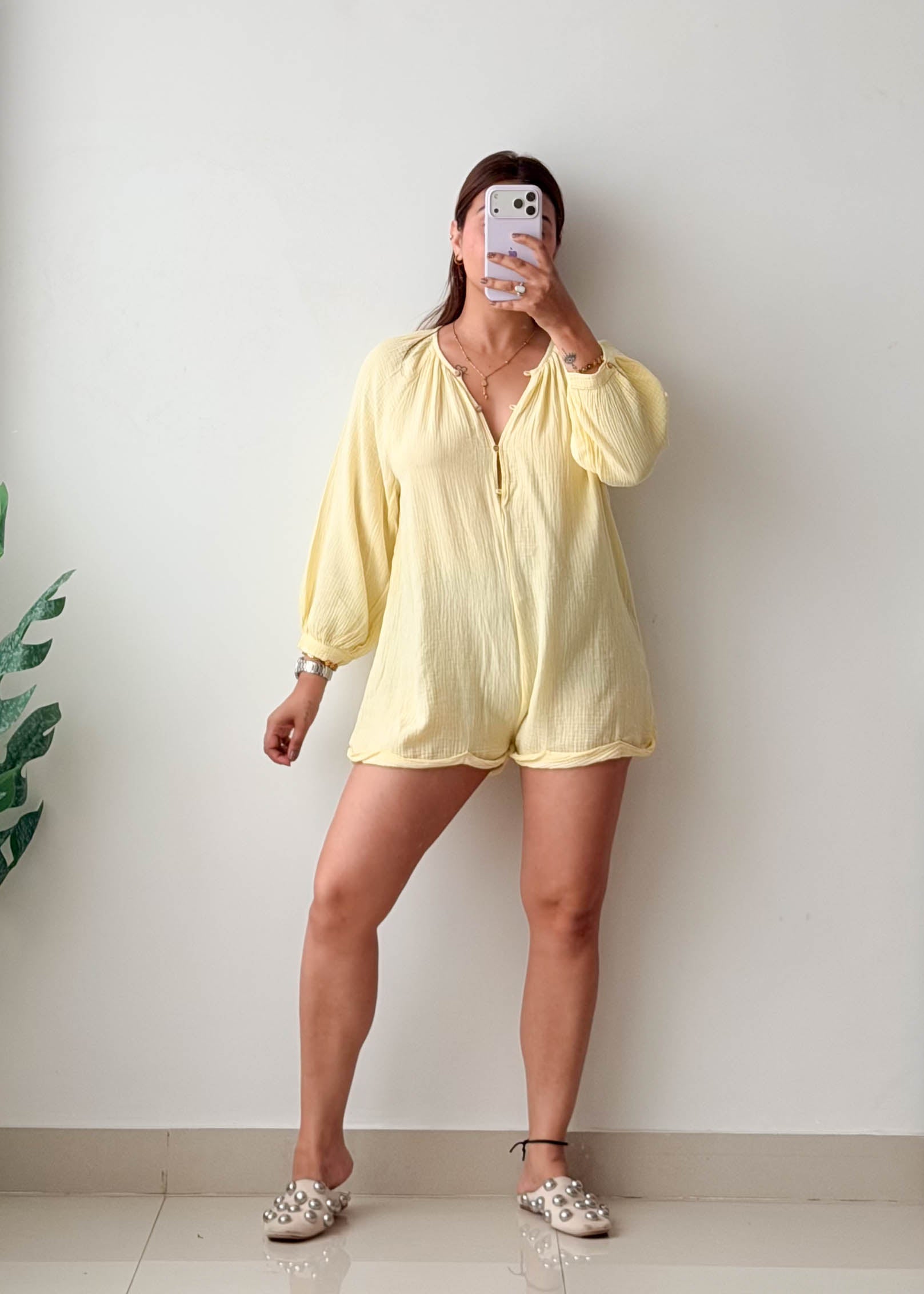 Size XS-S Butter Yellow Relaxed Romper