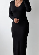 Size S-M Black Ribbed Knit Maxi Dress