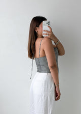 Size S-M Black & White Gingham Corset Top