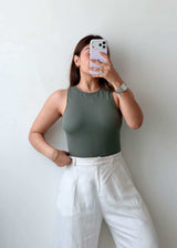 Size S Olive High Neck Bodysuit