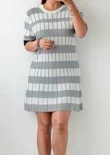 Size M-L Grey Check Knit Mini Dress