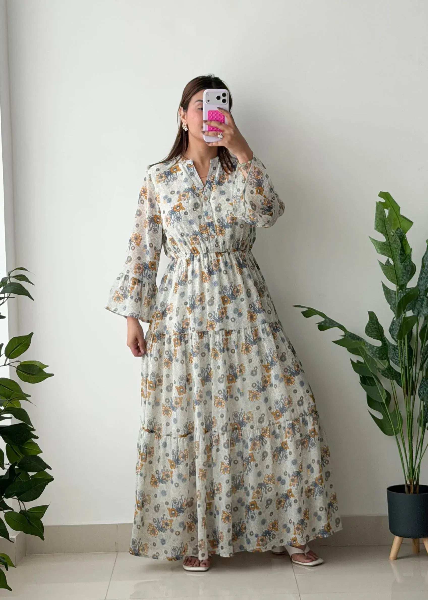 Size M-L, Vintage Floral Maxi Dress