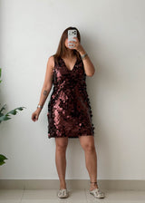 Size M Rose Gold Sequin Party Dress