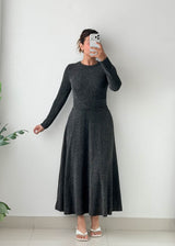 Size S-M Charcoal Heather Fit & Flare Maxi Dress