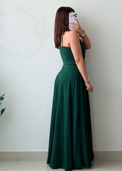 Size M Dark Green Flowing Maxi Dress