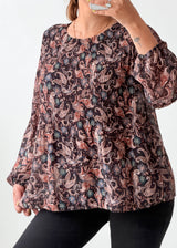 Size M-L Brown Paisley Print Blouse