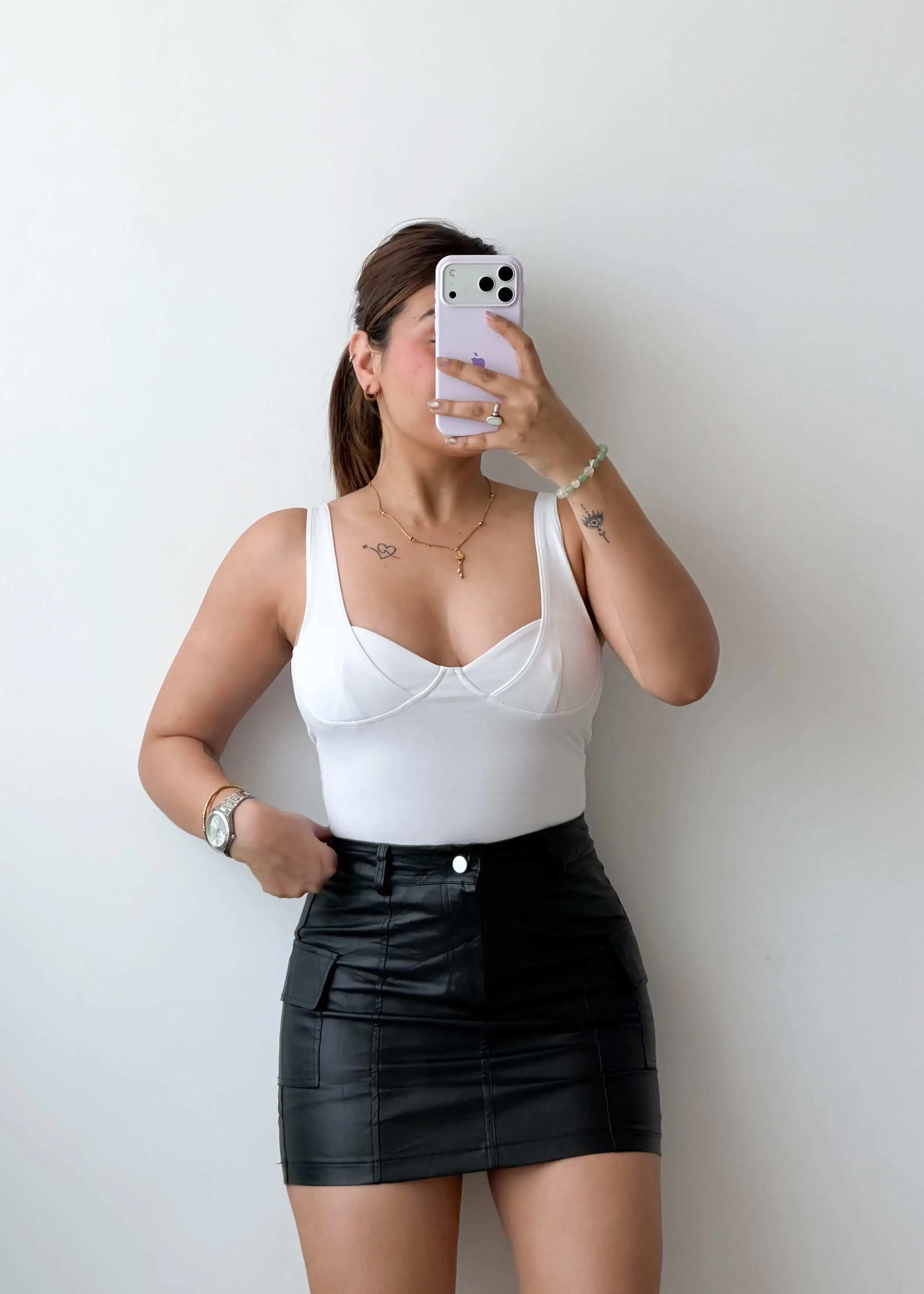 Size XS-S White Structured Cup Bodysuit