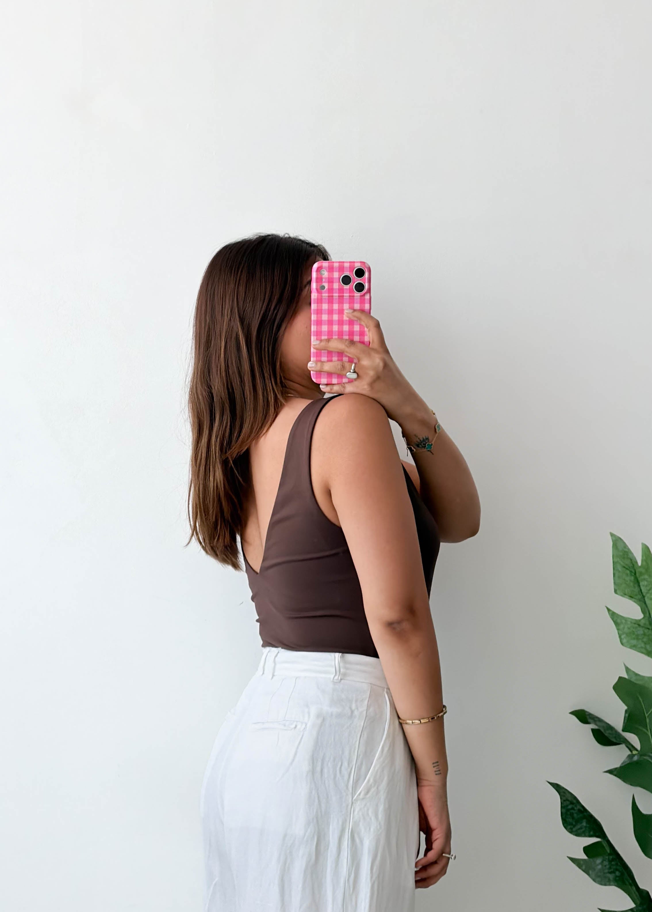 Size M Chocolate Deep V-Neck Bodysuit
