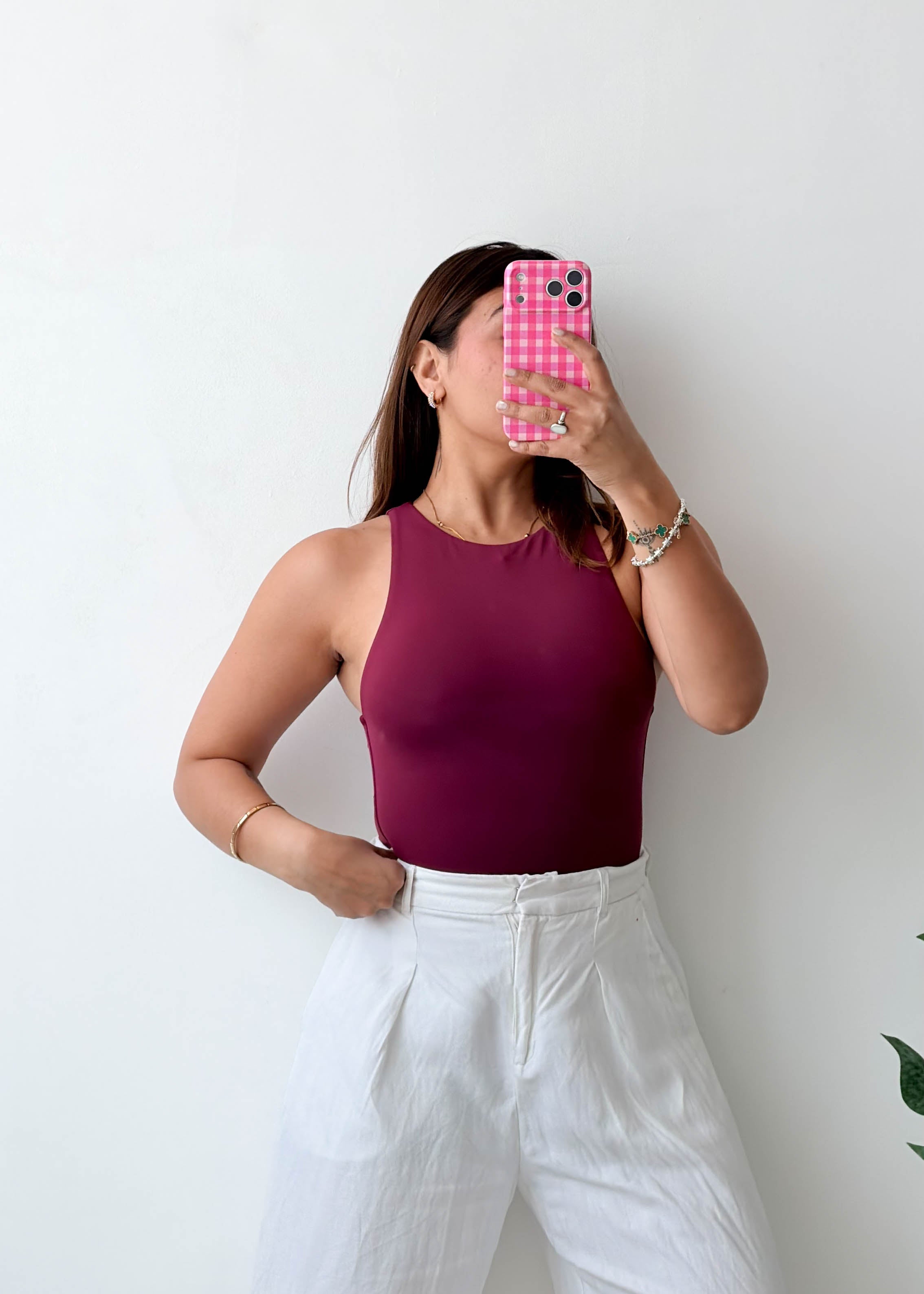 Size XS-S Plum Racerback Bodysuit