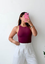 Size XS-S Plum Racerback Bodysuit