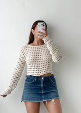 Size XS-S White Open Knit Sweater Top