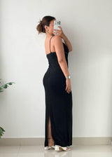 Size S-M Black Abstract Stitch Maxi Dress