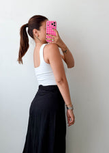Size M White Square Neck Top