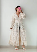 Size M-L White Embroidered Lace Maxi Dress