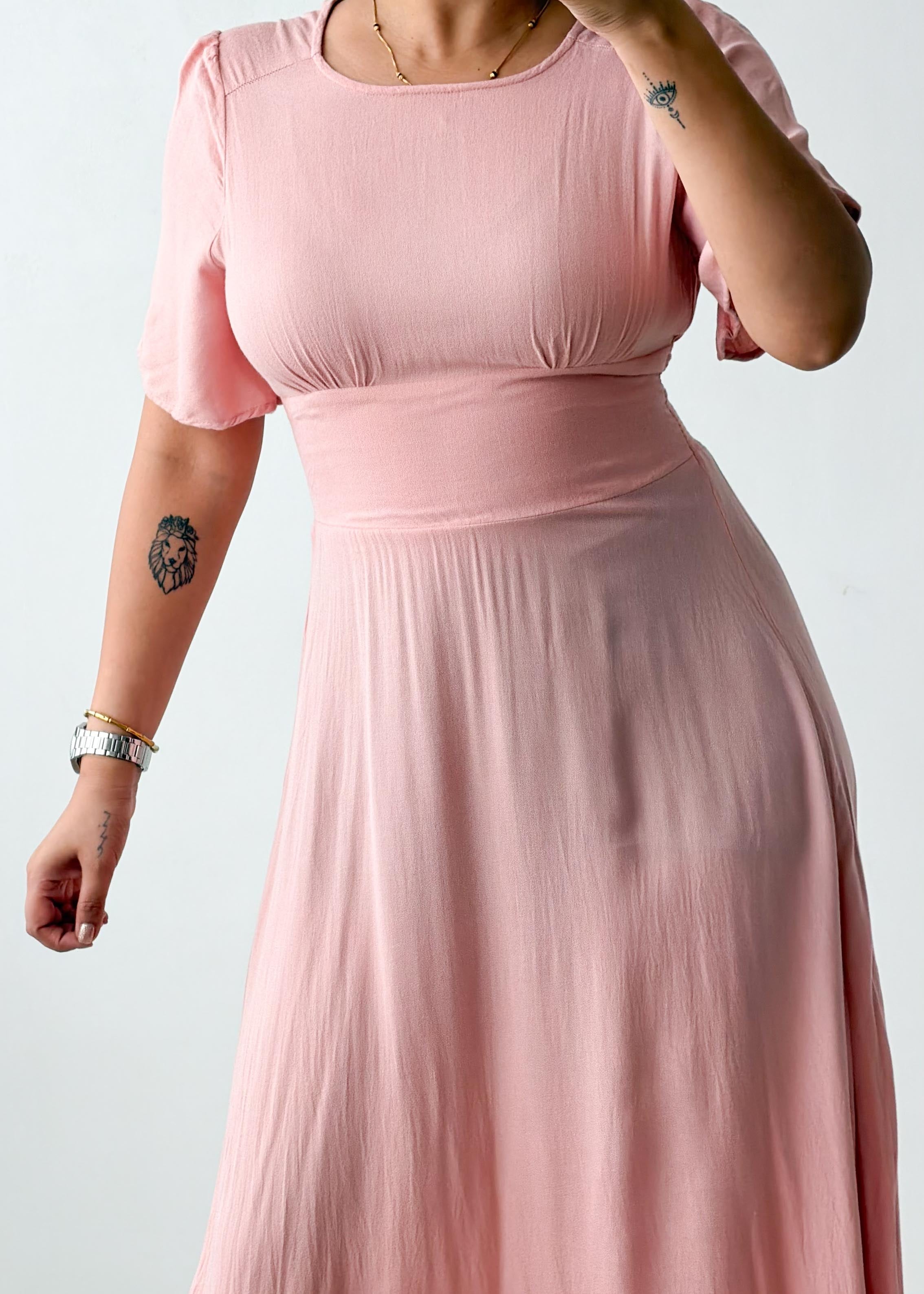 Size XS-S Blush Pink Fit & Flare Midi Dress