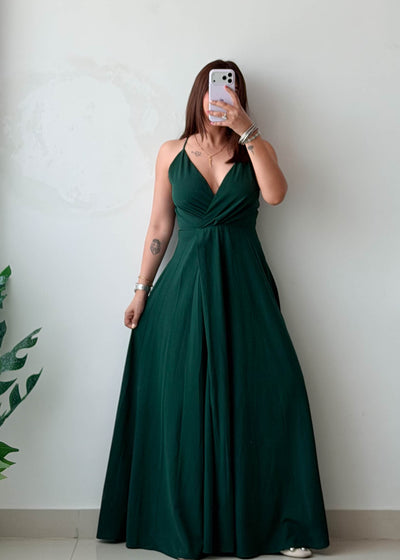 Size M Dark Green Flowing Maxi Dress