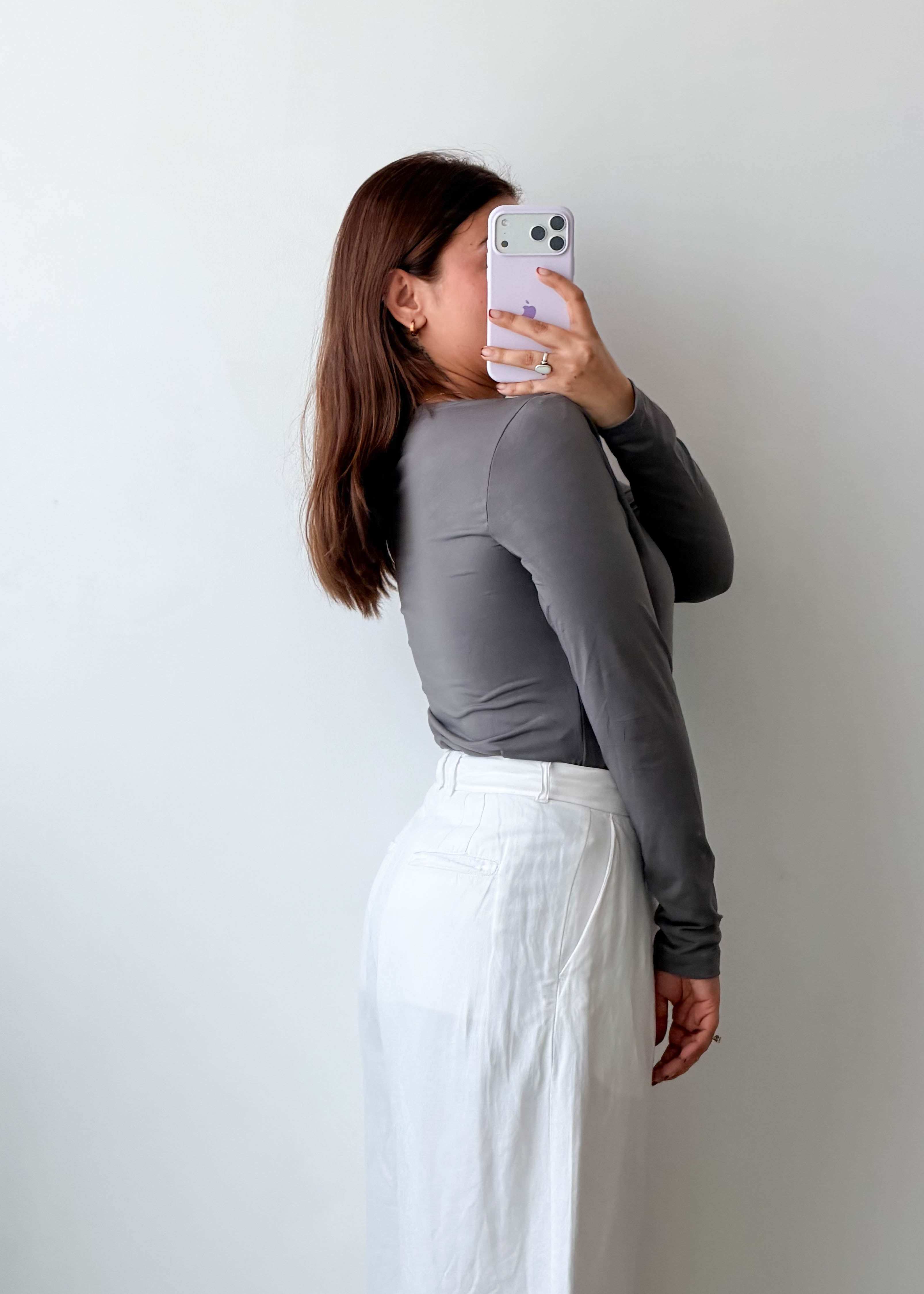 Size L Charcoal Square Neck Bodysuit