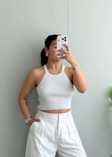 Size S-M, White Racerback Tank Top - Closet by Payal
