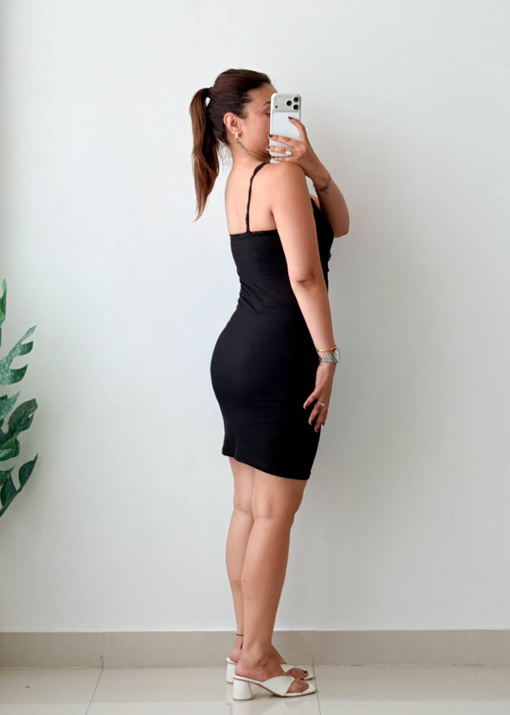 Size S-M Black Lace Strap Mini Dress