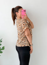 Size S-M Beige Floral V-Neck Top
