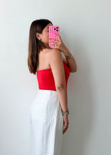 Size XS-S Red Strapless Tube Bodysuit
