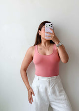 Size XS-S Dusty Pink Scoop Neck Bodysuit