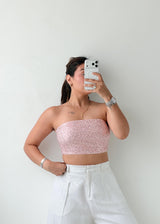 Size S-M Pink Floral Bandeau Top