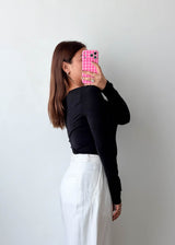 Size M-L Black Sweetheart Neck Long Sleeve Bodysuit