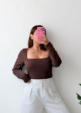 Size 2XL Chocolate Square Neck Bodysuit