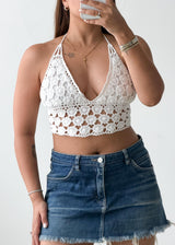 XS-S White Crochet Halter Top
