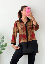 Size S-M Multicolor Paisley Longline Shirt