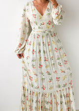 Size L-XL Cream Floral Tiered Maxi Dress
