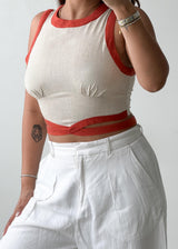 Size S Beige & Rust Wrap Crop Top